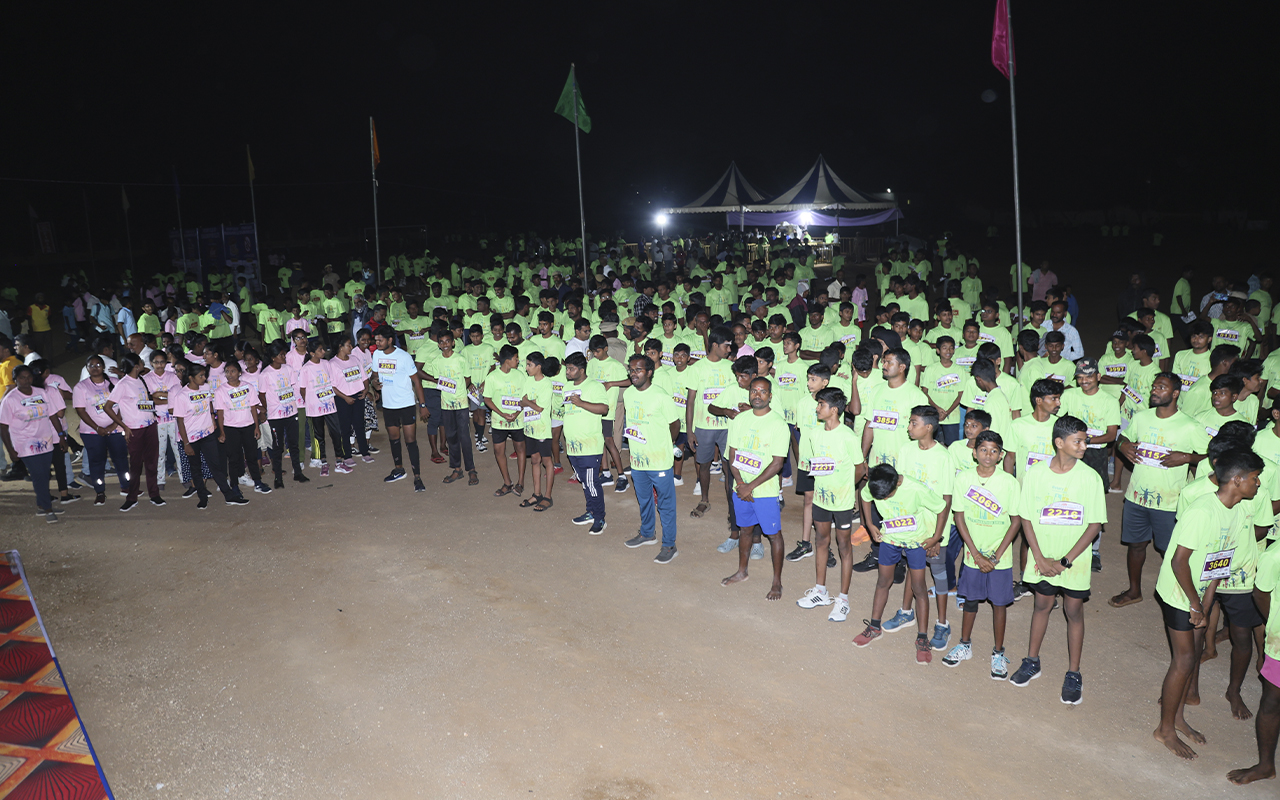 Participants gather at the marathon venue
